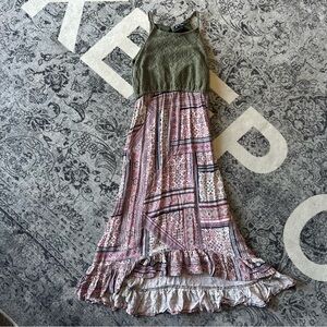 Art Class Green Ruffled Tiered Long Sleeve Sundress